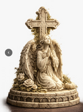 Praying Angel Memorial 3D Hand Painted Figurine | Gothic Cemetery Statue