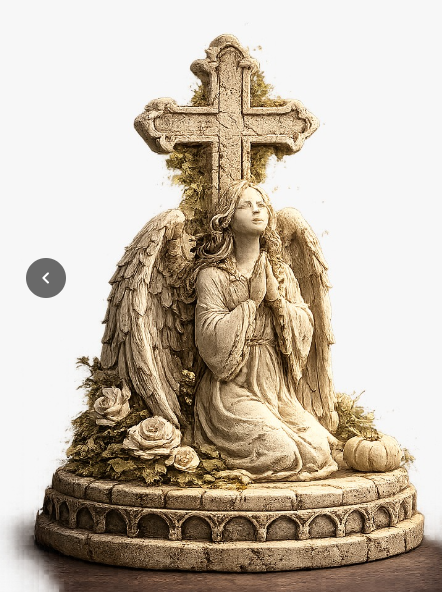 Praying Angel Memorial 3D Hand Painted Figurine | Gothic Cemetery Statue