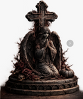 Praying Gothic Angel 3D Hand Painted Figurine | Dark Cemetery Memorial Statue
