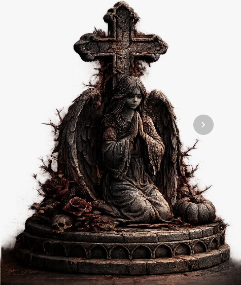 Praying Gothic Angel 3D Hand Painted Figurine | Dark Cemetery Memorial Statue