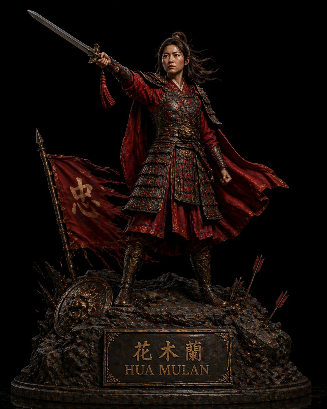 Hua Mulan 3D Hand-Painted Figurine – Chinese Warrior ⚔️🌸