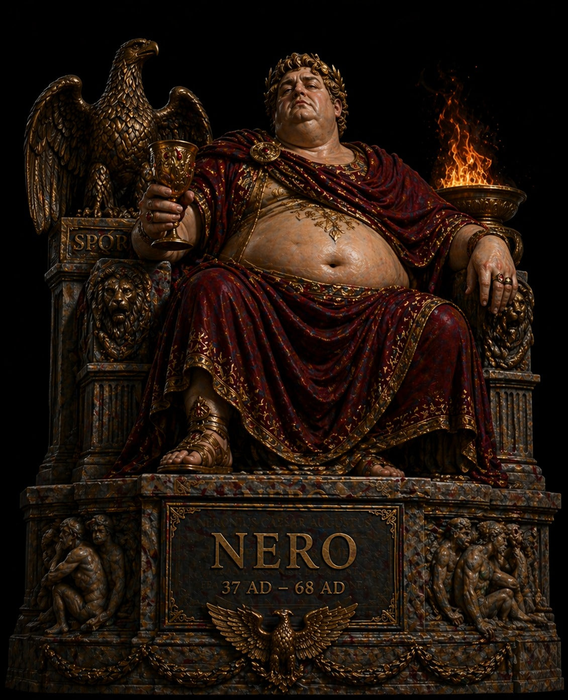Nero 3D Hand Painted Figurine | Roman Emperor | Ancient Rome Imperial Throne Statue