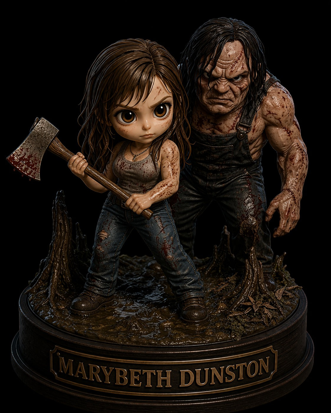 Marybeth Dunston 3D Hand-Painted Hatchet Horror Diorama – 20 cm