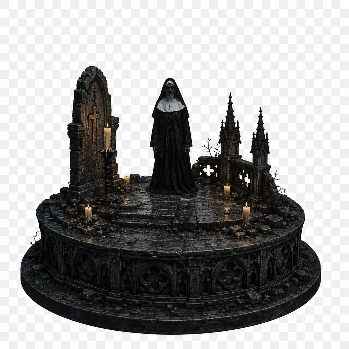 The Nun 3D Hand-Painted Horror Diorama | Gothic Monastery Display