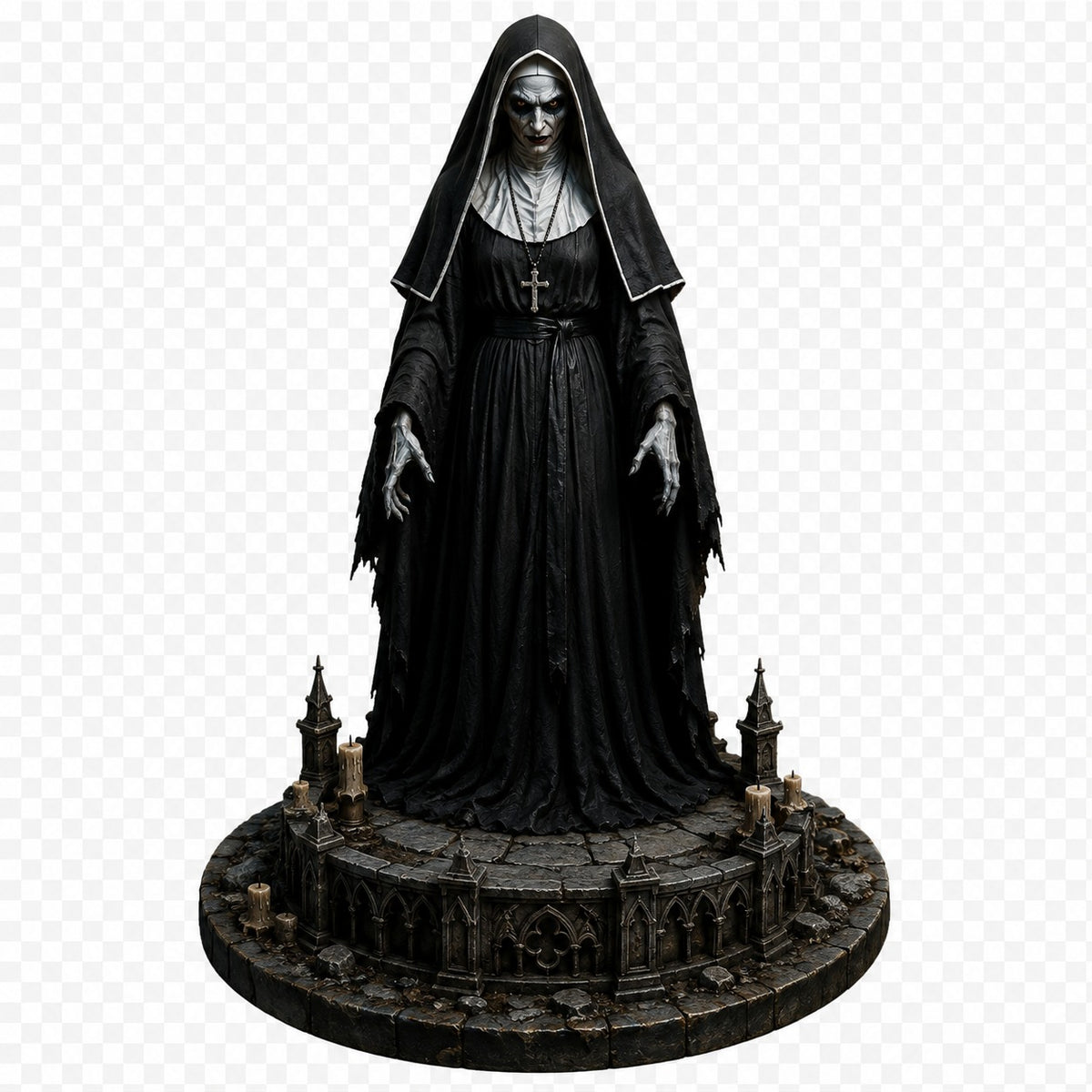 The Nun 3D Hand-Painted Horror Figurine | Gothic Valak Inspired Diorama