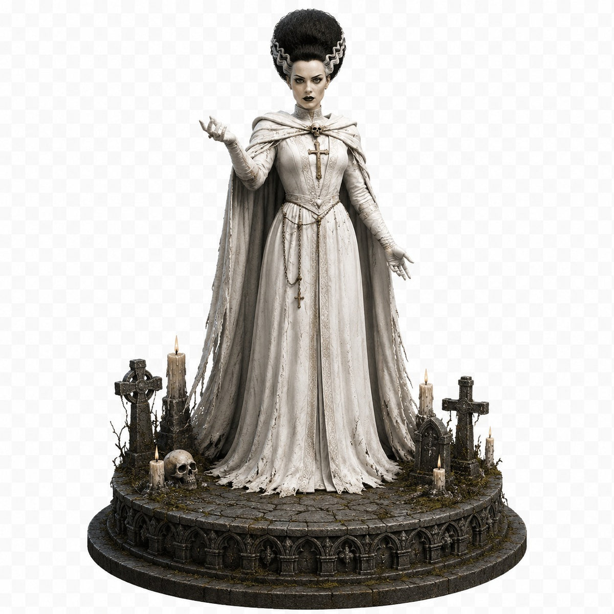 Bride of Frankenstein 3D Hand Painted Figurine | Gothic Horror Bride | Classic Monster Statue