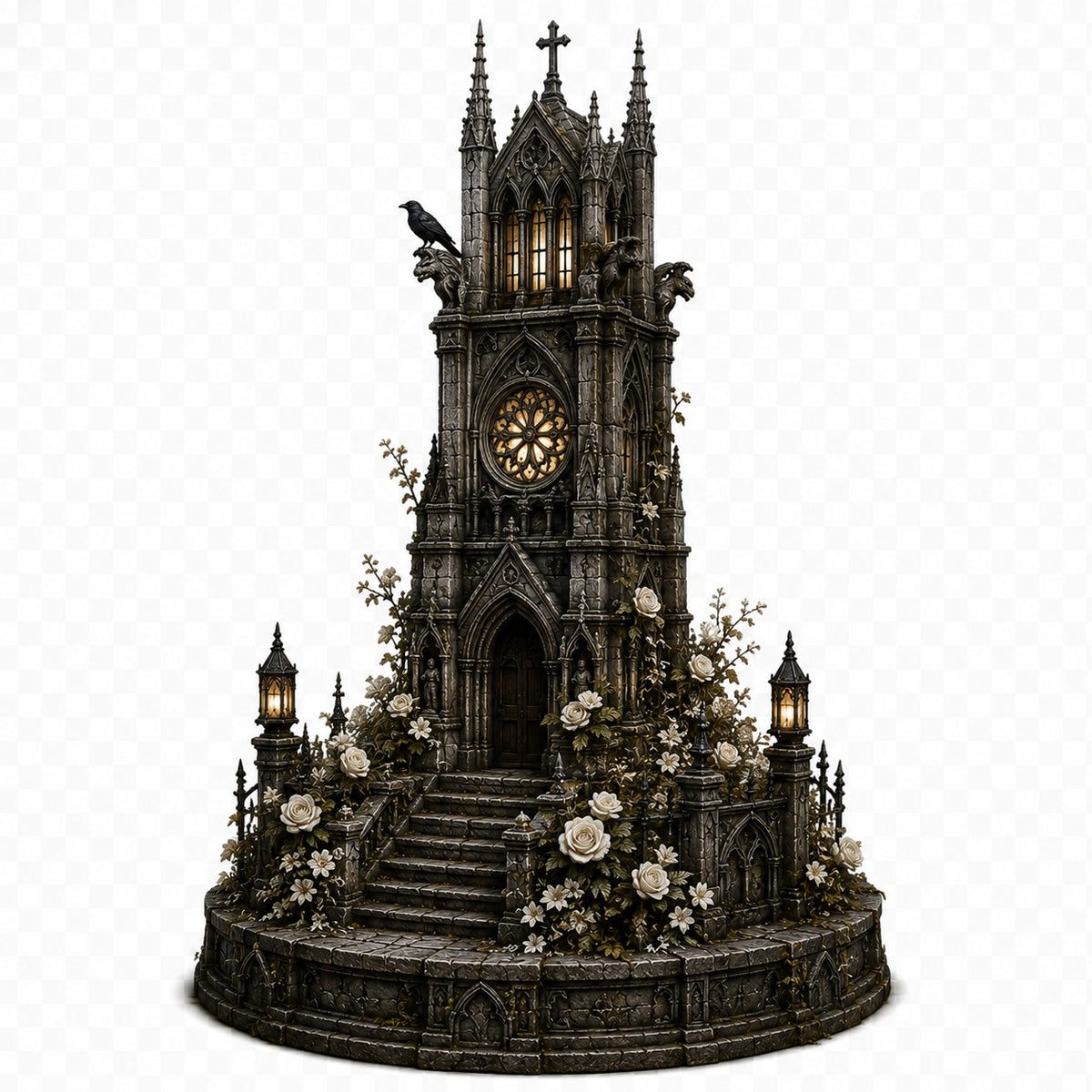 Gothic Cathedral Tower 3D Hand Painted Building | Dark Medieval Church