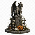 Gothic Gargoyle Cemetery 3D Hand Painted Figurine | Halloween Graveyard Statue