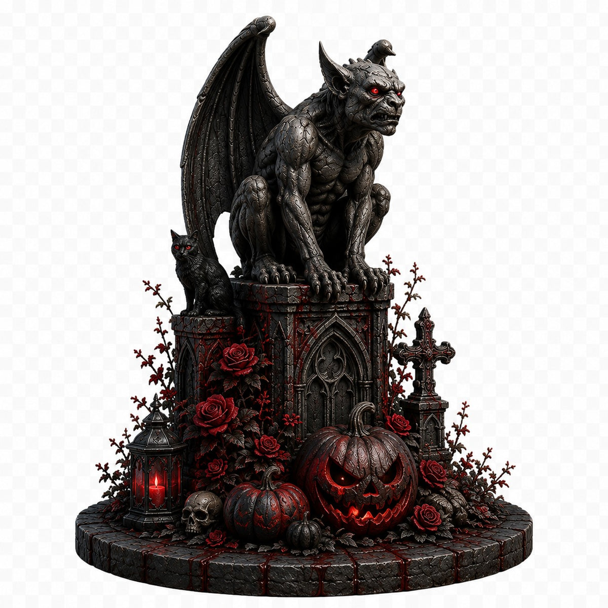 Gothic Gargoyle 3D Hand Painted Figurine | Vampire Halloween Statue