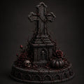 Gothic Cross 3D Hand Painted Display | Dark Cemetery Monument | Vampire Horror Decor