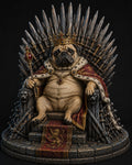 Pug King 3D Hand-Painted Figurine – Iron Throne Royal Dog 👑🐾