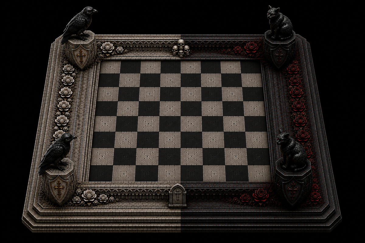Vincent Price vs Dracula 3D Hand Painted Horror Chess Board | Gothic Vampire Chess Board | Board Only