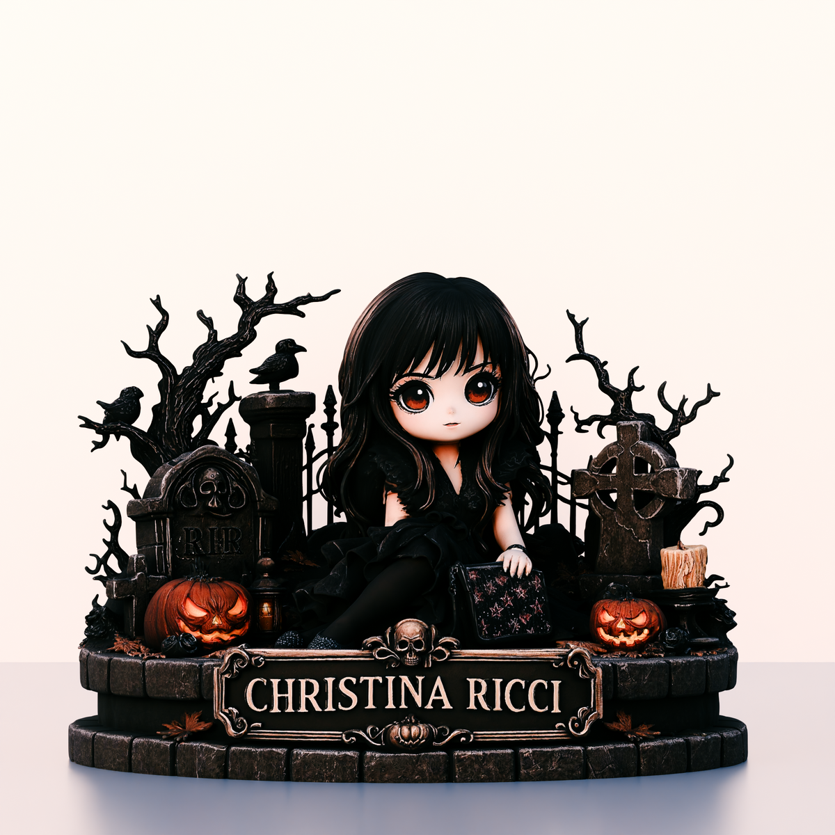 Christina Ricci 3D Hand Painted Gothic Halloween Diorama – 20 cm