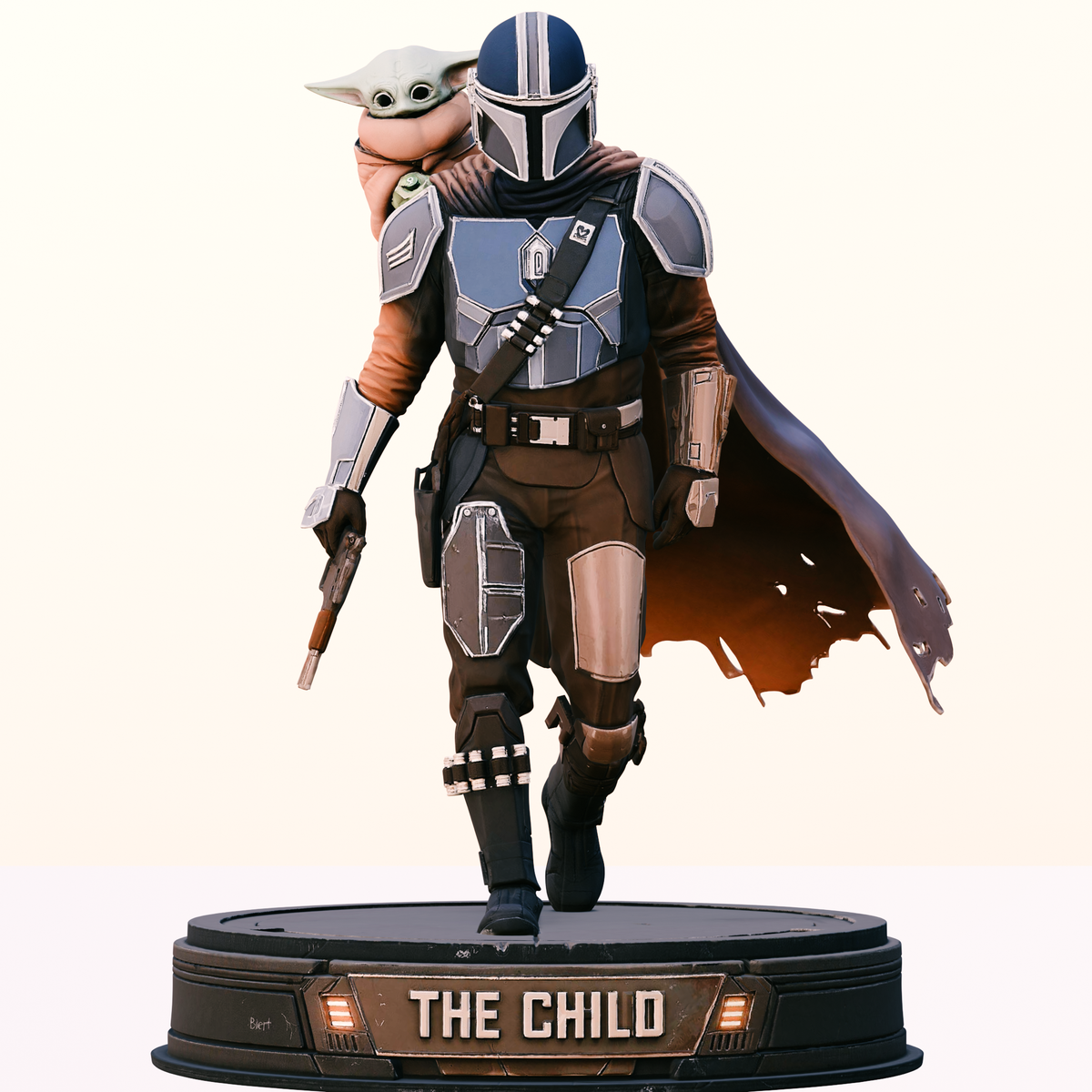 The Mandalorian & Grogu 3D Hand Painted Figurine – Star Wars Inspired – 20 cm