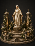 Virgin Mary 3D Hand Painted Statue – Marian Garden Shrine Diorama – 20 cm