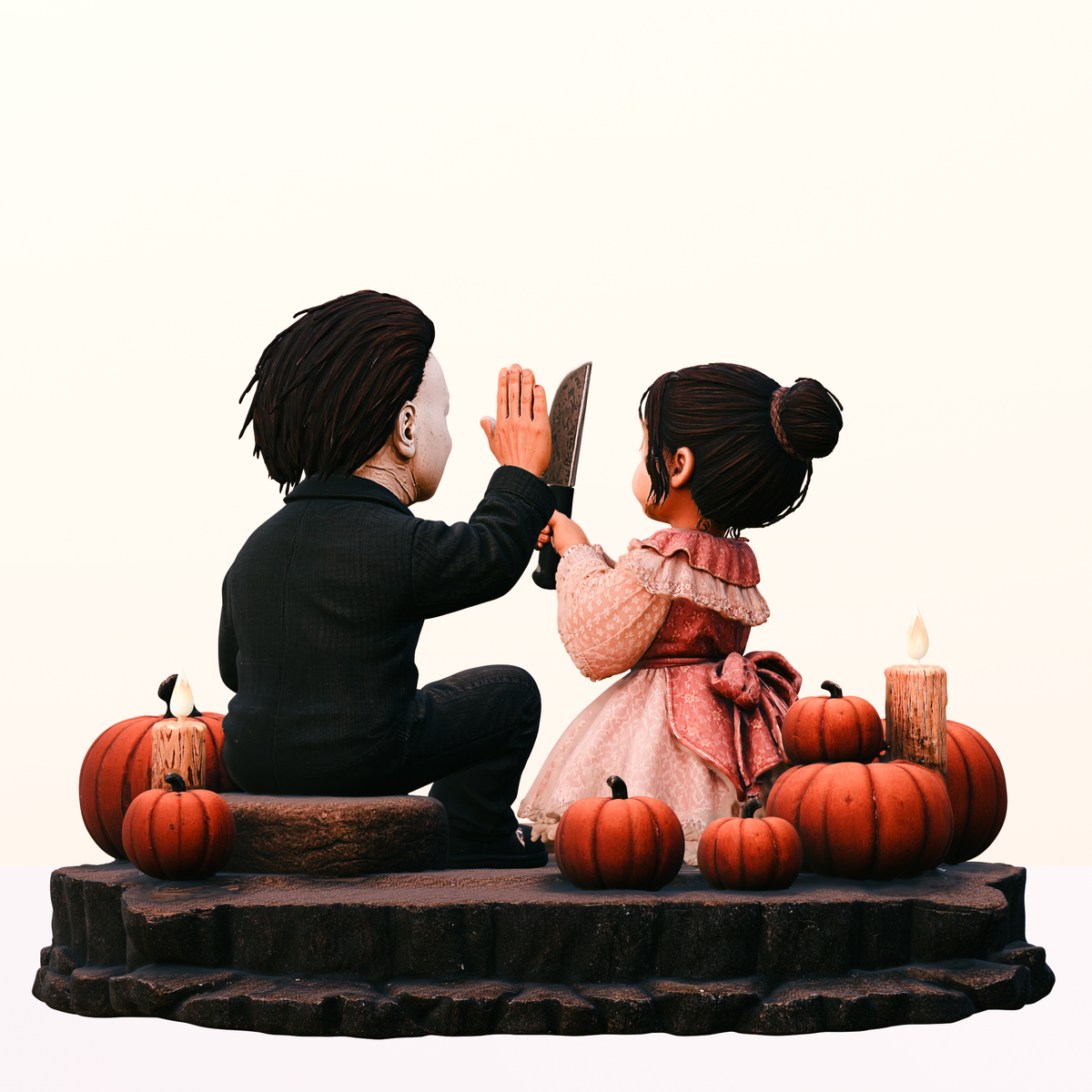 Jamie Lloyd & Michael Myers 3D Hand-Painted Figurine | Halloween Horror Diorama Collectible