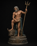 Poseidon 3D Hand Painted Greek God of the Sea Figurine – Trident – 20 cm