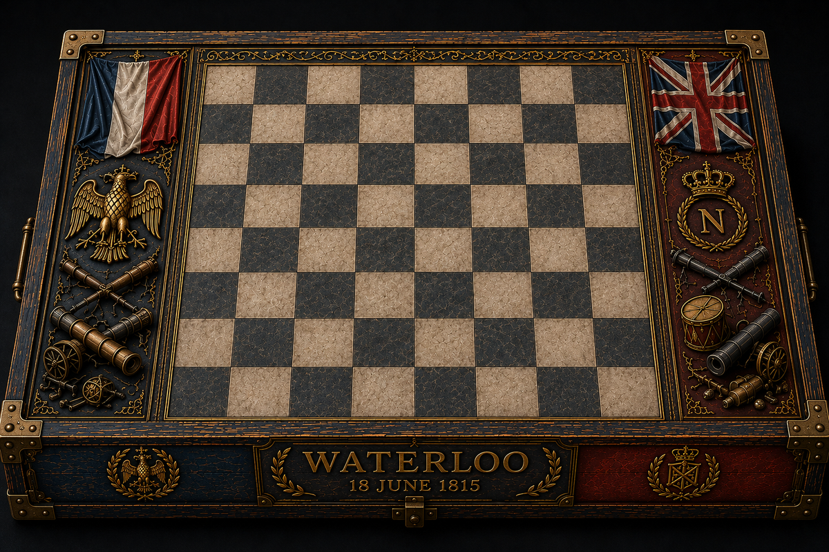 Waterloo 1815 3D Hand Painted Chess Board | Napoleon vs Wellington | Napoleonic Wars Chess Board