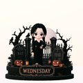 Wednesday Addams 3D Hand-Painted Figurine | Gothic Graveyard Diorama